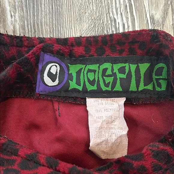 Dogpile Vintage Leopard Print Red Velvet Mini Skirt - Picture 2 of 7